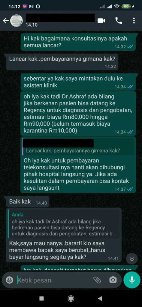 Testimoni Pasien Konsultasi Virtual di RS Regency Specialist Hospital Johor Bahru, Malaysia