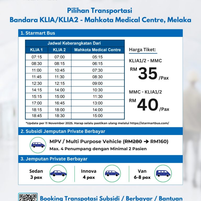 Jadwal Bus Ke Mahkota Medical Centre Dari KLIA1KLIA 2